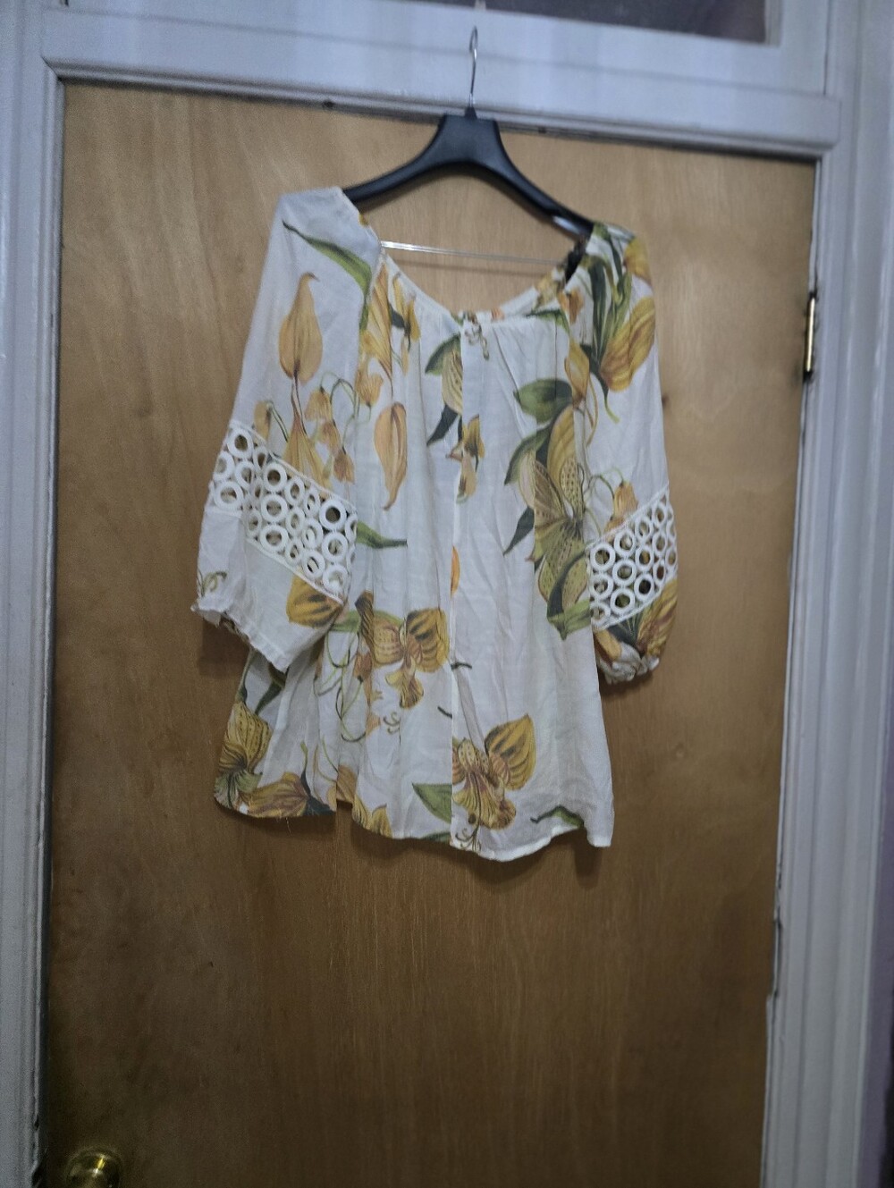 Mlle Gabrielle White Tunic with Yellow Floral Print